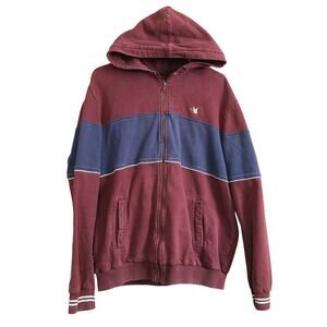 Chevignon Retro Duck Hooded Sweatshirt Mens XL Y2K Color Block Rib Knit Cuff